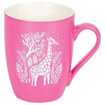 Elanze Designs 10 Ounce Metallic Finish New Bone China Tea Coffee Cup Mug� Princess Pink Floral Safari Giraffe