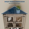 67" Tall Corner Storage Cabinet with Lights - Wooden Farmhouse Corner Hutch Display Cabinet with Glass Doors, for Kitchen, Living Room, Bathroom - 4 of 4