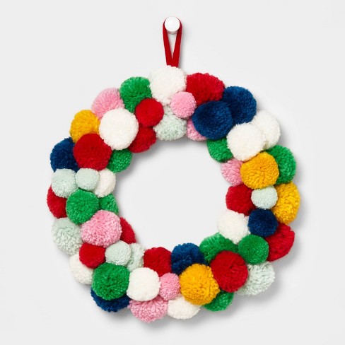 Pom Pom Wreath Multicolored Wondershop Target