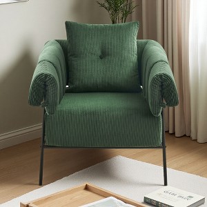 Upholstered Comfy Reading Chair, Modern Velvet Accent Chair with Soft Cushion - 1 of 4