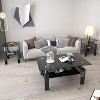 MAYEERTY Modern Tempered Glass Tea Table Coffee Table End Table, Square Table for Living Room, Set of 2£¬Black - 2 of 4