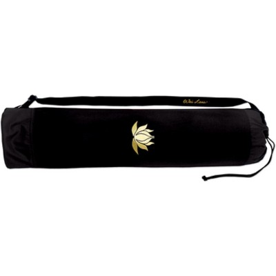 Wai Lana Yoga and Pilates Tote (Diameter: 27" L x 6") – Color: Black with Gold Lotus– Fits Most Mats, Durable, Easy to Carry