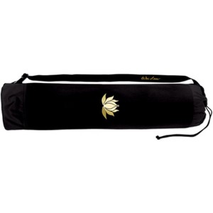 Wai Lana Yoga and Pilates Tote (Diameter: 27" L x 6") – Color: Black with Gold Lotus– Fits Most Mats, Durable, Easy to Carry - 1 of 1