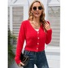Coolmee Women's Furry Cropped Cardigan Long Sleeves Open Front V-Neck Button Down Casual Knit Sweater Coat - 3 of 4