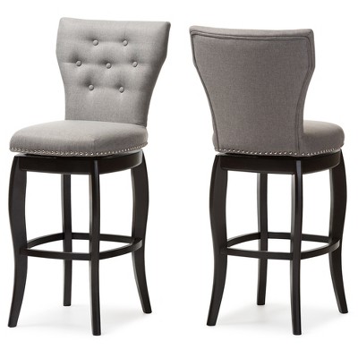 Gray Faux-Leather and Wood Swivel Counter Stool Set