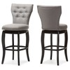 Baxton Studio 29" Leonice Fabric Upholstered Button Tufted Swivel Barstool Gray: Rubberwood Frame, Polyester Upholstery - image 2 of 4