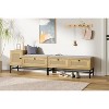 Acekool Rattan Shoe Bench with Storage Drawer and Linen Cushion, Wooden Entryway and Bedroom Bench, Natural Oak Finish - 4 of 4