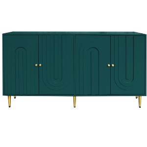 VYNXARIA Modern Green 4-Door Storage Cabinet with Adjustable Shelves for Living Room and Office - 1 of 4