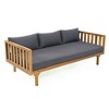 67.75" Patio Sofa, 3 Seater Outdoor Sofa with Rattan Arms, Acacia Wood Daybed with Water-Resistant Cushions -Christopher Knight Home - 3 of 4