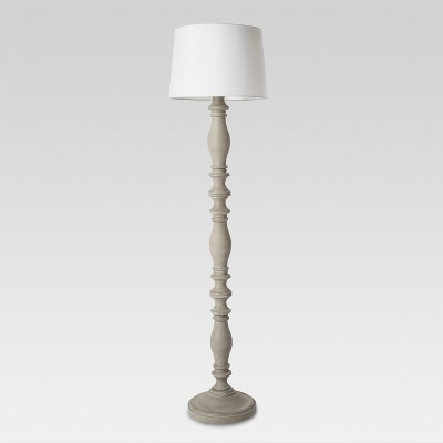 3-way Turned Wood Floor Lamp Gray  - Threshold™