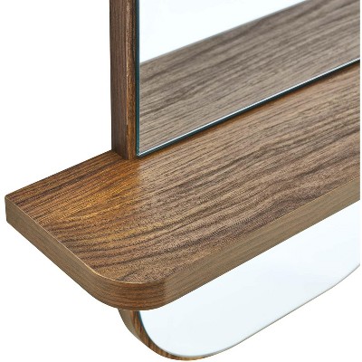 Solstice Walnut Rectangular Mirror with Shelf