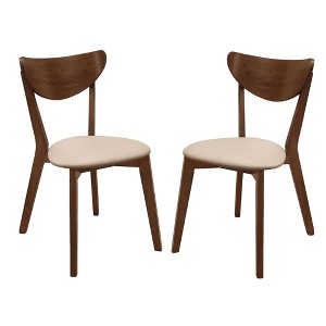 Simple Relax Set of 2 Dining Side Chairs in Beige and Chesnut - 1 of 4