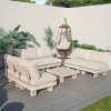 Moda Furnishings 6-Person Outdoor Patio Aluminum Wood Grain Sectional Seating Group With Beige Cushions - 2 of 4