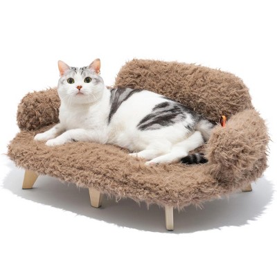Boersma Elevated Cat Bed – Wooden Pet Sofa with Washable Cover for Cats & Small to Medium Dogs, Modern Indoor Pet Furniture