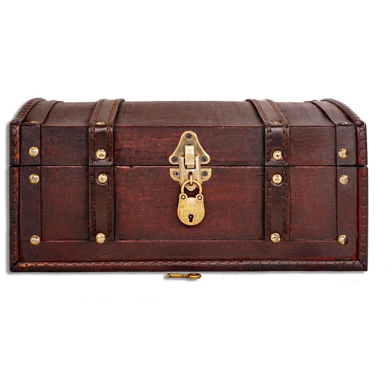 Brynnberg 12"x7.9"x6" Wooden Vintage Pirate Treasure Chest Storage Box, 3 of 9