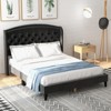 Bed Frame with Headboard – Upholstered Velvet Platform Bed, Rivet Button Tufted, Heavy Duty, No Box Spring - 3 of 4