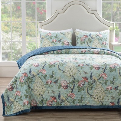 Pavona Enchanted Garden Quilted Cotton Pillow Sham, Standard/Queen