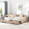 Lyngins Mid-Century Full Size  Daybed with 2 Under-Bed Drawers, Storage Velvet Upholstered Tufted Bed Frame, Wooden Convertible Sofa Bed Frame - 2 of 4