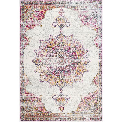 Nuloom Tabitha Oriental/Persian 4x6 Area Rug for Living Room Bedroom Dining Room Kitchen, Pink/Ivory