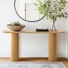 60" Narrow Console Table,Modern Wood Console Table With Double Pedstal,Grain Paper Console Table for Entryway,Living Room-Tanpinhause - 2 of 4