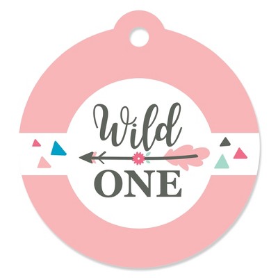 Big Dot of Happiness She's a Wild One - Boho Floral 1st Birthday Party Favor Gift Tags (Set of 20)
