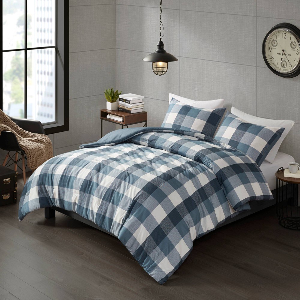 Photos - Bed Linen Twin/Twin Extra Long Jonah Plaid Check Print All Season Comforter Set Blue