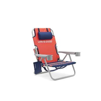 Portable Beach Chair with Silver Frame & Orange Daisy - Life is Good