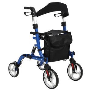 Elderly Walking Aid with Seats, 3-in-1 Walking Wheelchair Combination, with 8" Anti-slip Wheels, Reversible Backrest, and Detachable Footrest - 1 of 4