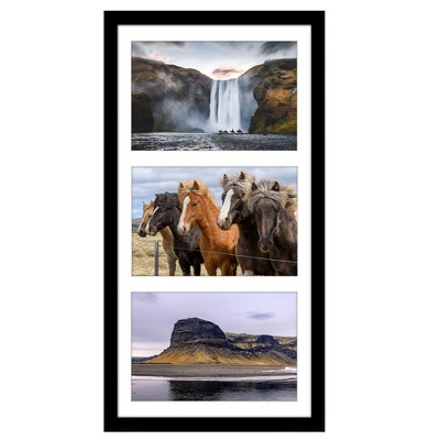 Americanflat 8x16 Collage Picture Frame to Display 3 Photos at Once - Black
