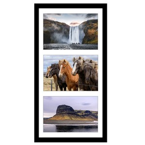 Americanflat 8x16 Collage Picture Frame to Display 3 Photos at Once - Black - 1 of 4
