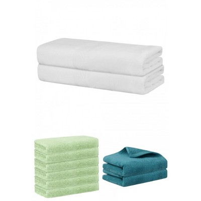 REGALWOVEN Absorbent Solid Bath Hand Face Cloths Cotton Towels 3 Piece Sets