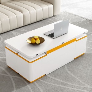 NicBex 16.9"-24.4"Exquisite Lift-Up Coffee Table Combo with 4 Stools for Living Room,2-In-1 Accent Center Table&Low Dining Table,130lbs Max - 1 of 4