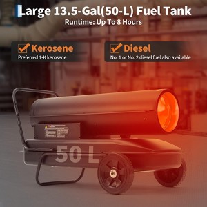 Kerosene Fan Forced Heater, 70000 BTU Forced Air Kerosene Diesel Heater w/Thermostat, Handle, 5 gal Tank,Workshops, Jobsite - 1 of 4