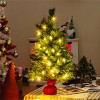 24" Mini Artificial Christmas Tree: 71 Branch Tips, 35 Warm White LEDs, Flame-Retardant PVC, Cement Base for Tabletop/Windowsill - 2 of 4