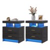 Fredees LED Nightstand with Wireless Charging, USB Ports, 2 Drawers, Suspended Design, Customizable 3-Color Light Strip, High Gloss Surface - 4 of 4