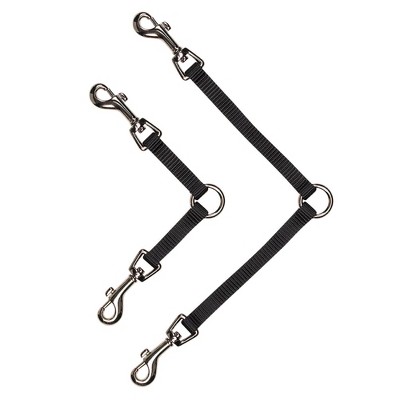 Medium Black Nylon 2-Way Dog Coupler with Nickel-Plated Clips