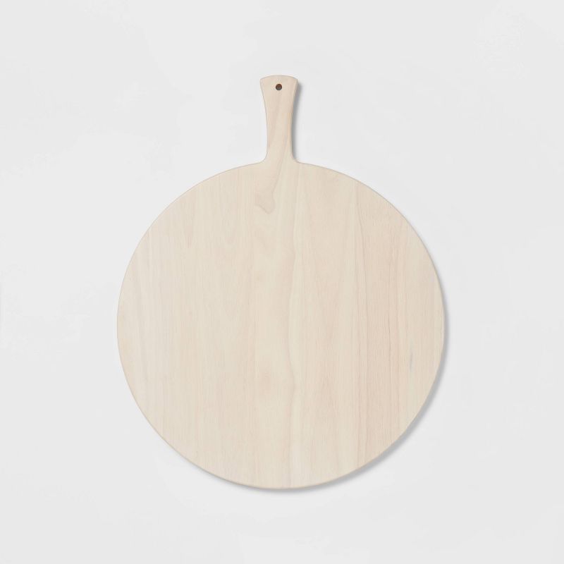 14&#34; Rubberwood White Washed Round Serving Board - Threshold&#8482;, 4 of 9