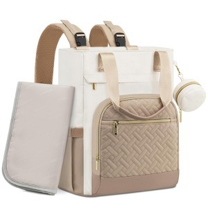 Itopfox Large Capacity Diaper Backpack with Foldable Changing Pad, Waterproof Baby Bag for Parents, Ivory Khaki - 1 of 4