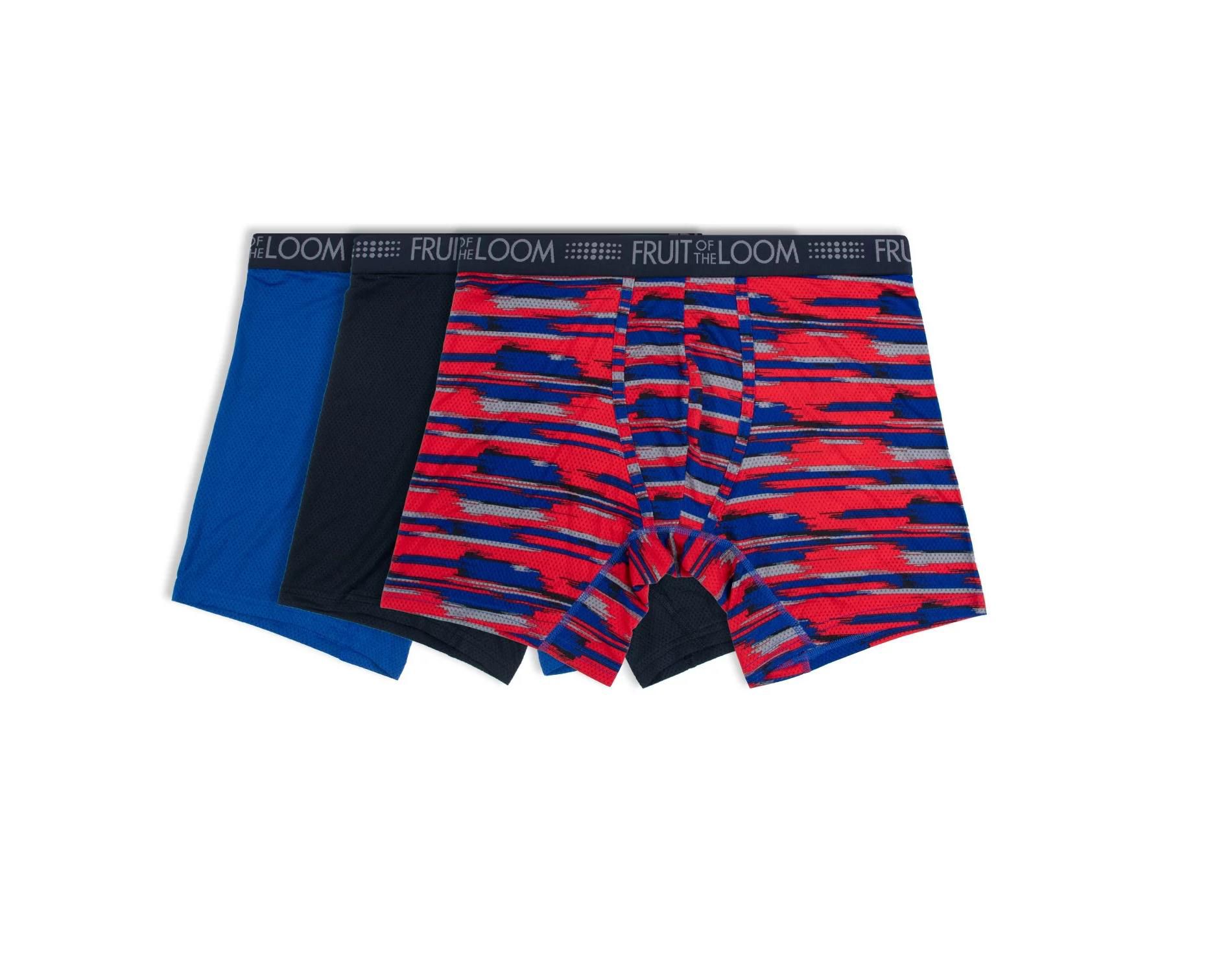 Fruit Of The Loom Men's Breathable Micro Mesh Tag Free Tri-Cool Tech Boxer 3 Pack - Size 2XL