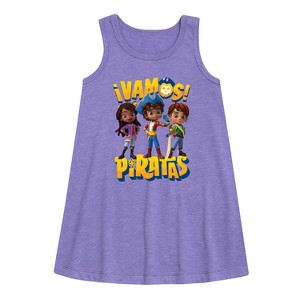 Girls' - Santiago of The Seas - Vamos Piratas Graphic Sleeveless Aline Dress - 1 of 3