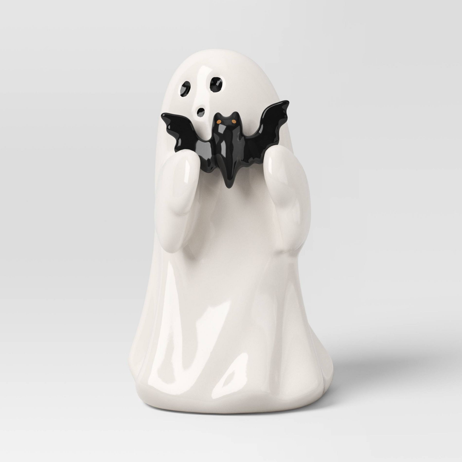 4.5" Ceramic Ghost with Bat Halloween Figurine - Hyde and EEK! Boutique™