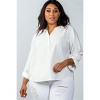 Slickblue Women’s Plus-Size Stand-Up Collar Blouse, Rayon Blend, Casual to Dressy Top, Oatmeal, 1XL - 2 of 4