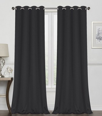 GoodGram 2 Pack Basic Solid Colored Semi Blackout Grommet Top Curtain Panels