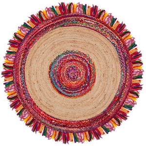 Cape Cod CAP701 Handmade Woven Area Rug - Multi/Natural - 5' X 5'  Round - Safavieh - 1 of 4