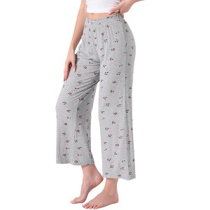 INSPIRE CHIC Women's Pajama Pants Soft Lounge Casual Trousers Wide Leg Pajama Bottom - 1 of 4