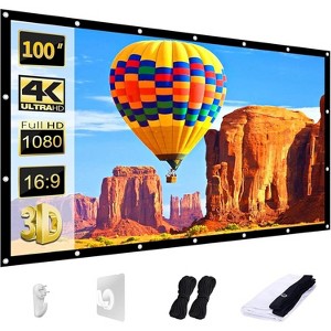 Projector Screen 120 inch, Washable Projector Screen 16:9 Foldable Anti-Crease Portable Projector Movies Screen for Home Theater Outdoor Indoor - 1 of 4