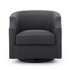 Okak Elegant Linen Swivel Chair Accent Chair with Soft Cushion Glider Barrel Sofa Chair with Metal Base for Lounge Bedroom, Gray - 3 of 4
