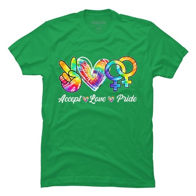 Adult Design By Humans Accept Love LGBTQIA+ Pride Tie Dye Rainbow By HARGOOT-Shirt