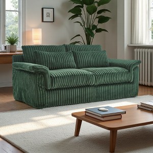 74" Corduroy Loveseat Sofa with Removable Cushions & Accent Pillows - 1 of 4