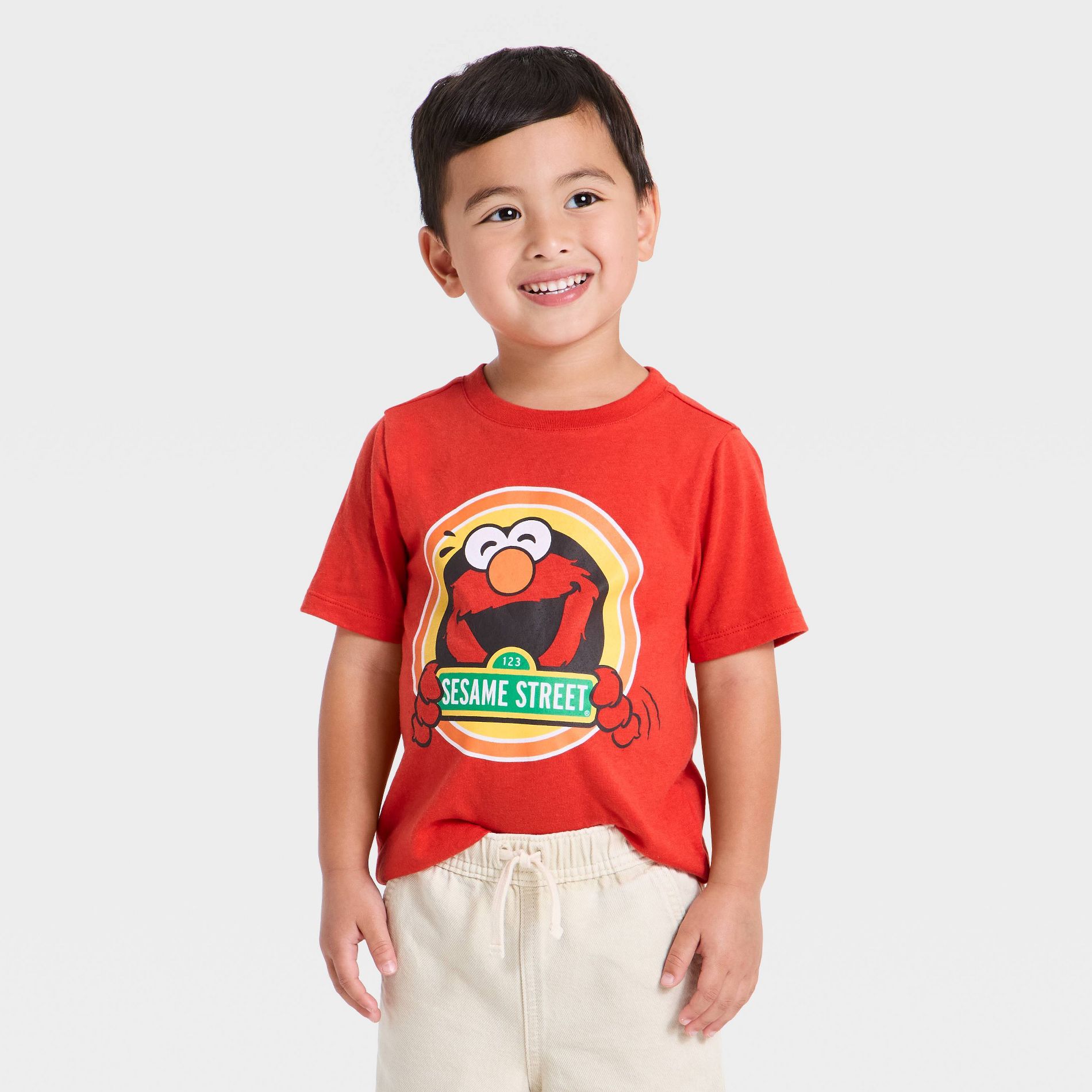 Toddler Boys' Sesame Street Elmo Short Sleeve T-Shirt - Red